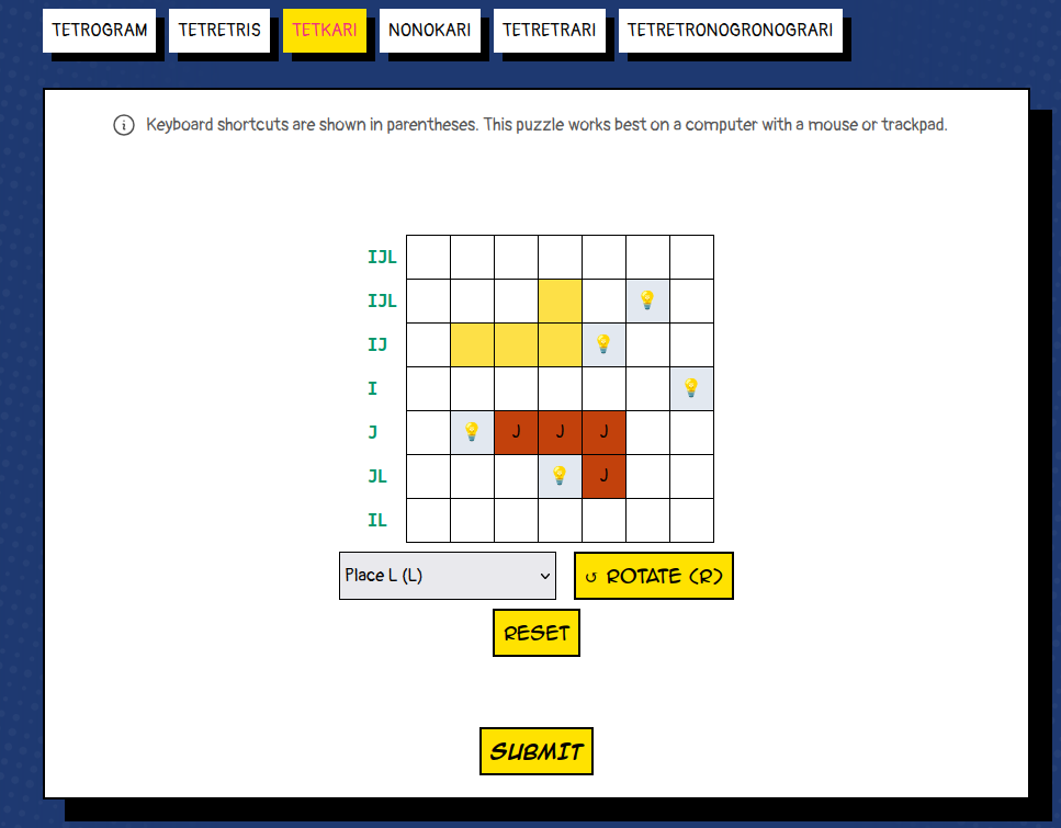 The user interface for one of the levels, Tetkari.